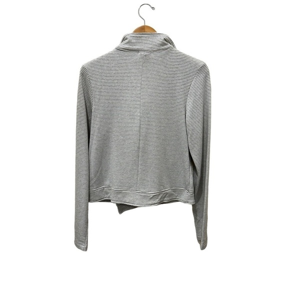 Seven Sisters Gray White Stripe Jersey Knit Zip Front Jacket Size Medium - Picture 3 of 6